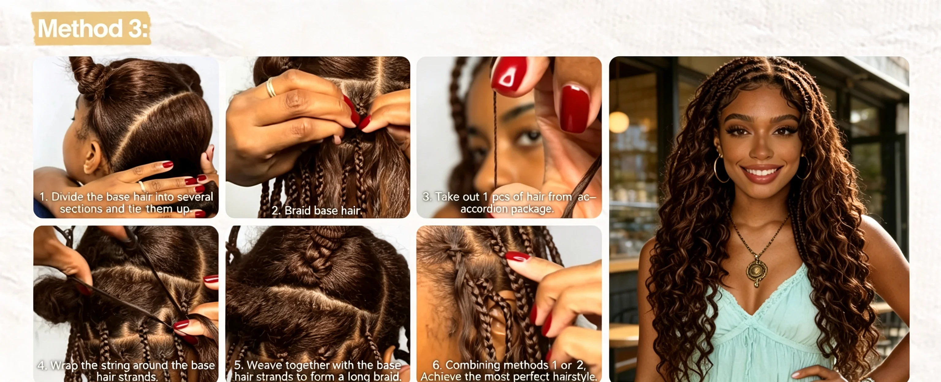 Chocolate Brown Deep Wave Human Hair Extensions Boho Braided Pre-Looped Curly Feather Crochet Hair with Miracle Knots Spiral Curly Hair for Braids