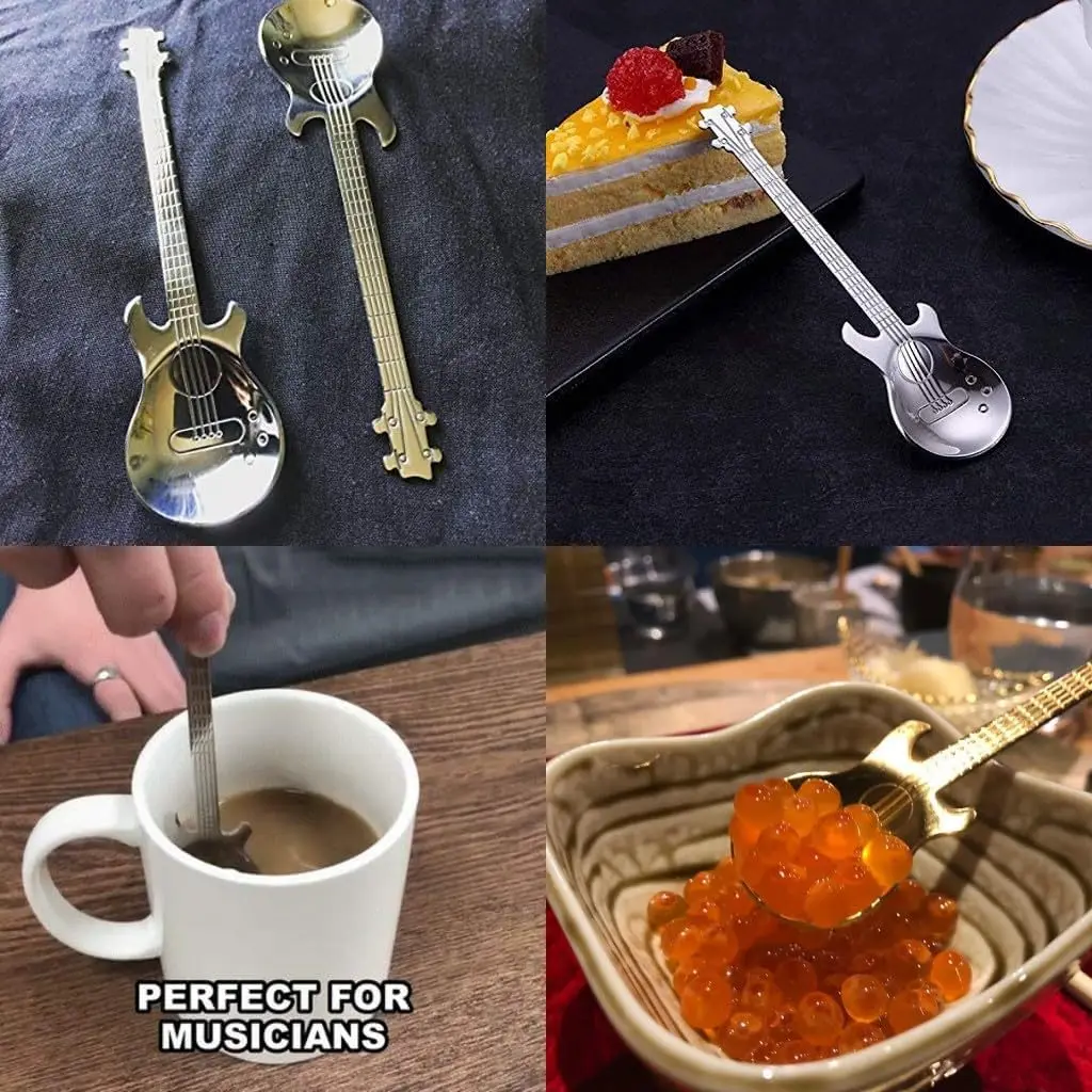 1/3pcs 304 Stainless Steel Guitar Spoons Coffee TeaSpoons Dessert Ice Cream Mixing Spoons Bar Mug Spoons Kitchen Tableware Gifts view 3