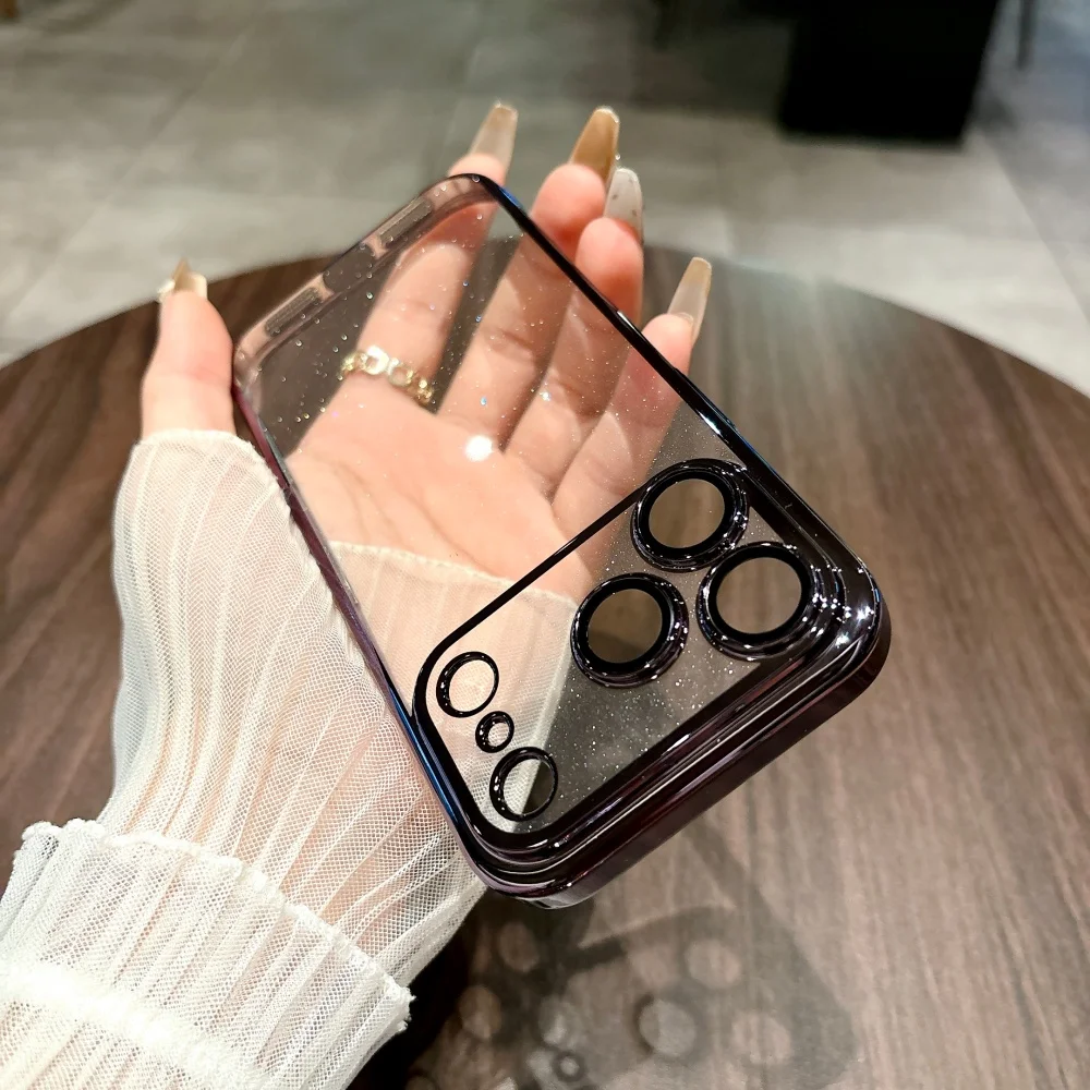 حافظة شفافة متألقة لهاتف آيفون 17 اير 16 15 14 بلس 13 12 11 برو ماكس لامعة لامعة بلينغ وعرة غطاء مدرع للكمبيوتر الشخصي #4