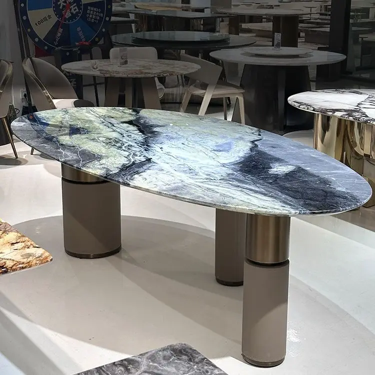 

Restaurant furniture high-end luxury stone modern light luxury table villa