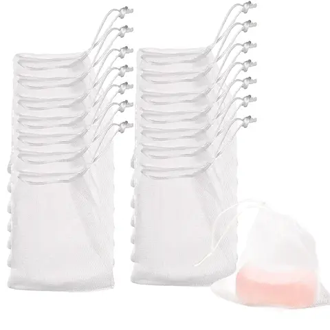 20-10 पीस साबुन बैग साबुन फोमिंग नेट पोर्टेबल मेश बॉडी वॉश साबुन फोमिंग नेट बैग बाथरूम साबुन एक्सफ़ोलीएटिंग मेश बैग शावर के लिए 8 best sales साबुन की थैली - №4