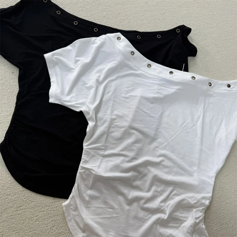 

Сексуальная тонкая футболка на одно плечо с коротким рукавом, женские асимметричные футболки, женские короткие топы, летняя уличная одежда, уличная одежда