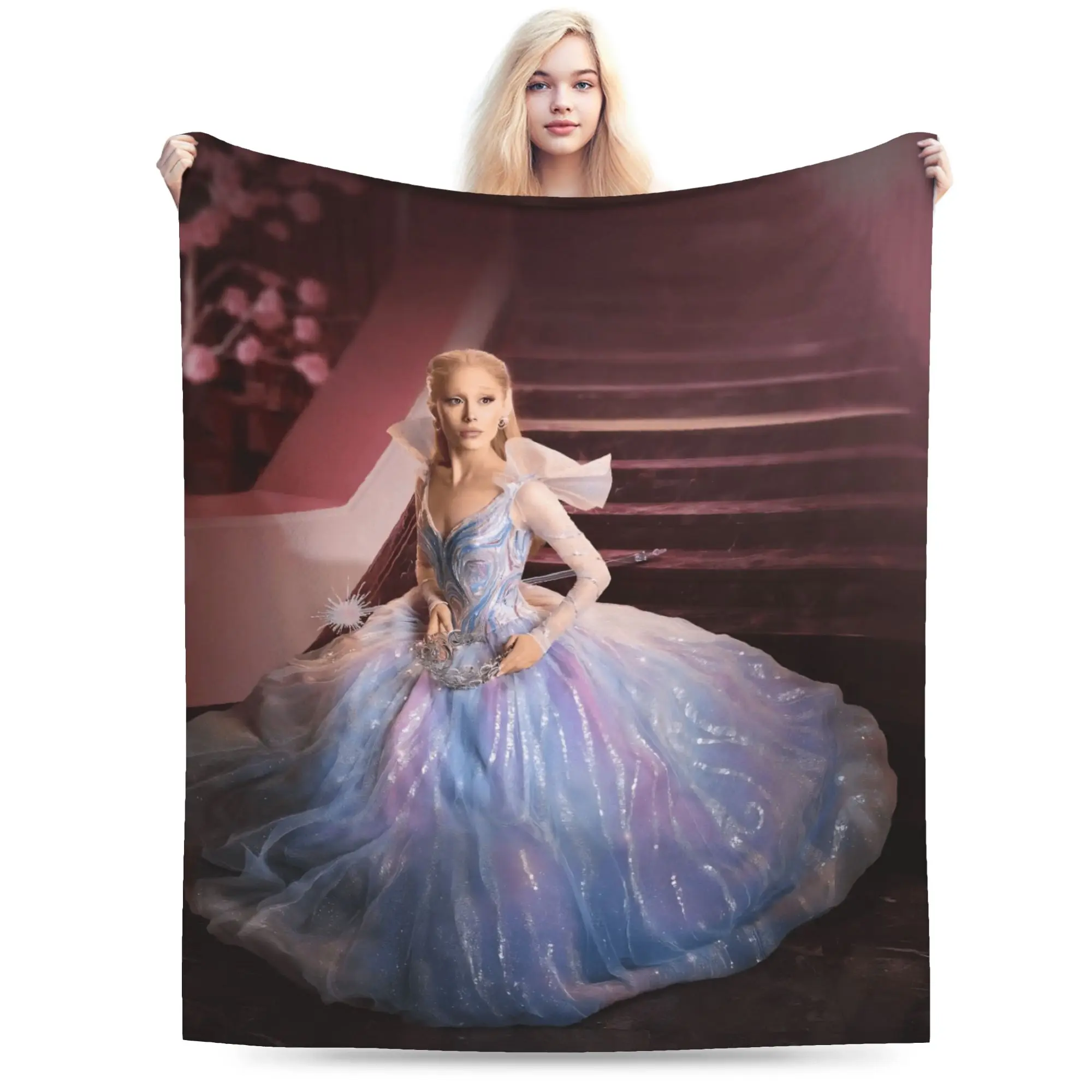 W-Wicked 2 Musical Movie Glinda Elphaba Blanket  Soft Warm Print Plush Throw Blanket Bedroom Flannel Bedspread Bed Cover