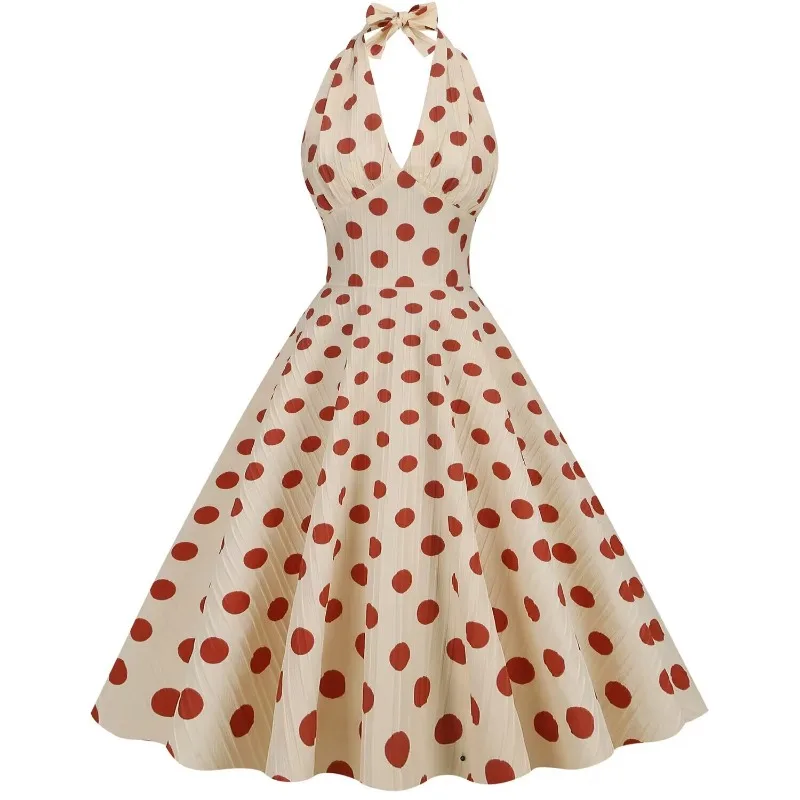 Summer Polka Dot Strapl V-Ne Sexy Bal Slim Fit Svel Dr Princ Sle Daily Wear round Dot Pattern Tie Waist