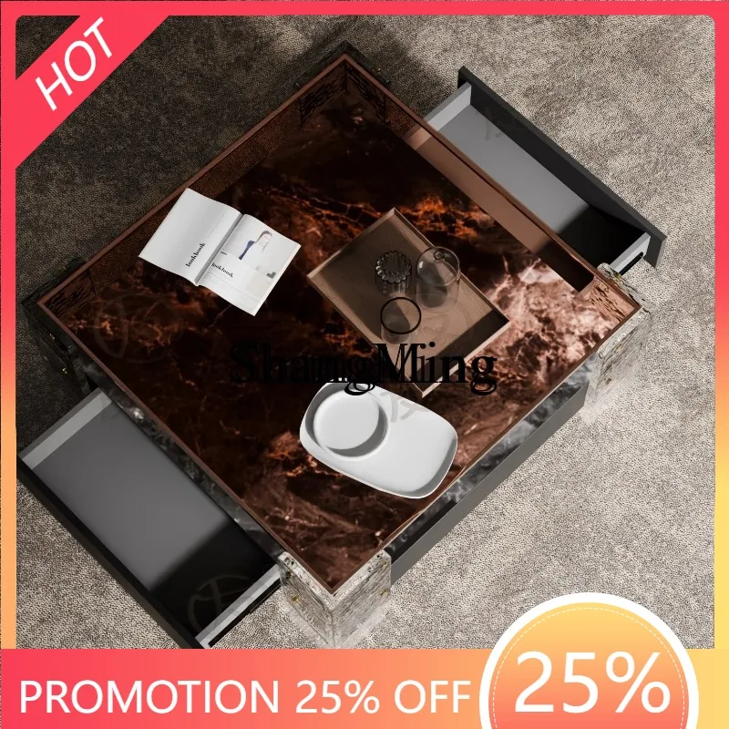 CL modern simple tempered glass Xingyao black paint square high-end acrylic voice coffee table