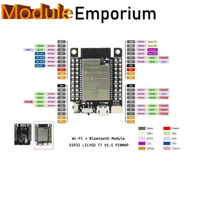 Imagem -05 - Ttgo t7 Mini32 V1.5 Esp32-wrover-b Dual Core Psram Wi-fi sem Fio Blue Tooth Módulo Desenvolvimento Circuit Board Ch9102