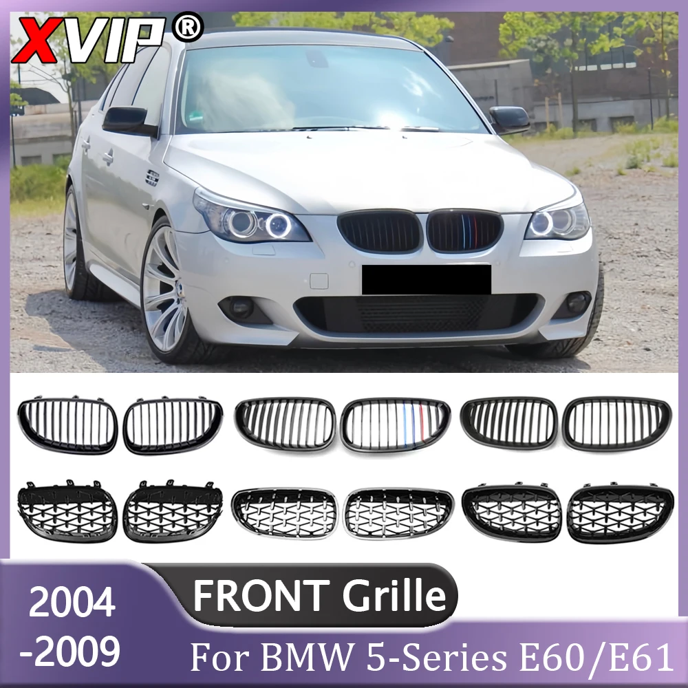 

XVIP M-Color Single Line Style Kidney Racing Grilles Fit For BMW 5-Series E60 E61 M5 325i 2004-2009 Black Diamonds Style Grills