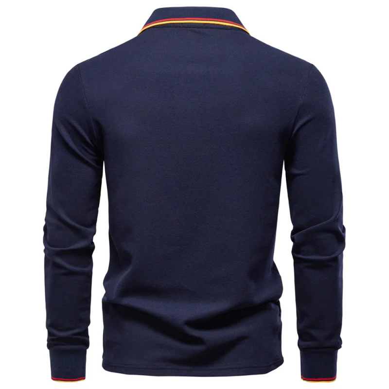 

2025Autumn New Men's Long SleevepoloTMen's Solid Color Turn-Down Collar Shirt VersatilepoloMen's Shirt