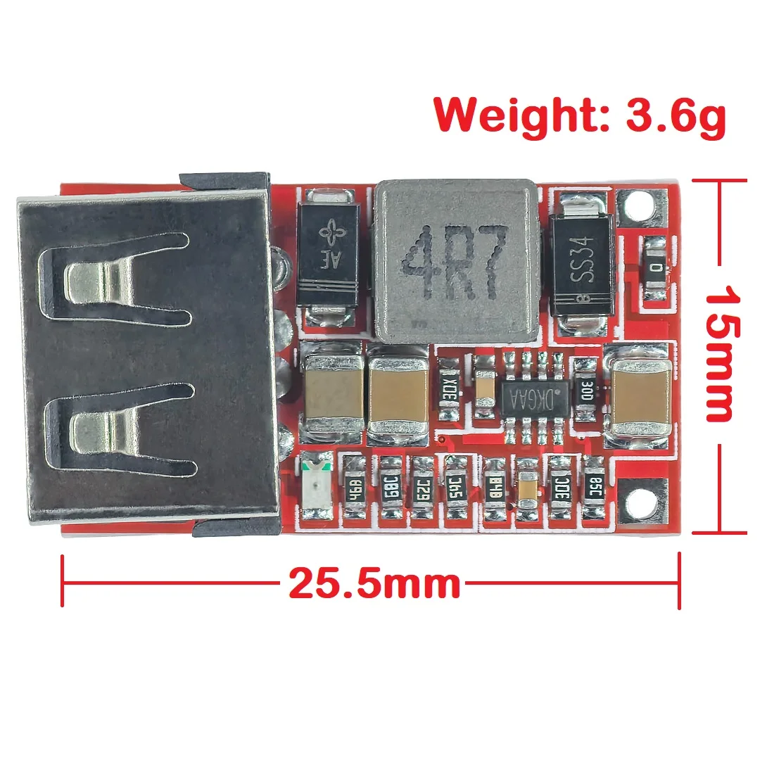 6-24V 12V/24V to 5V 3A USB Step Down Module DC-DC Converter Phone Charger Car Power Supply Efficiency 97.5% Buck Module