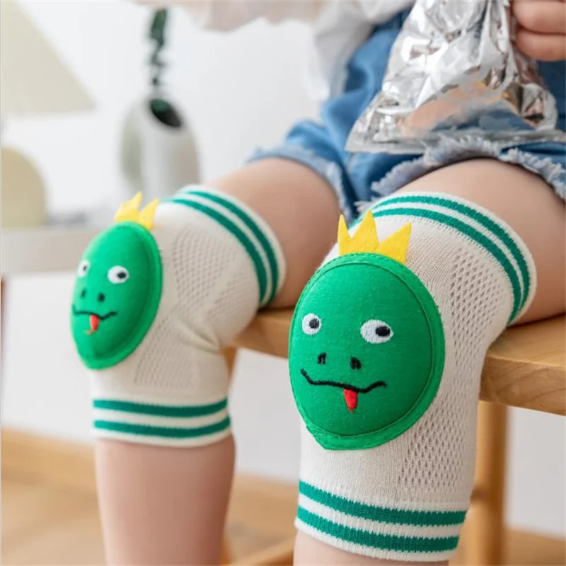 1 para bawełnianych dziecięce ochraniacze na kolana Cute Cartoon pełzający ochraniacz na rzepki dzieci siatka nakolanniki dziecko antypoślizgowe