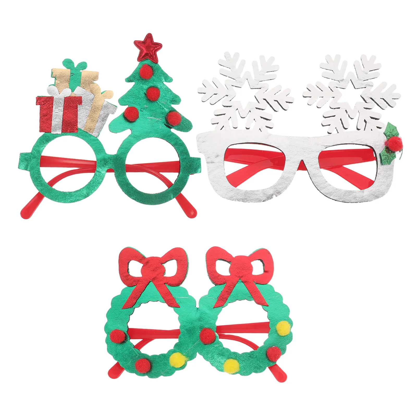

3Pcs Christmas Party Glasses Snowflake Xmas Tree Frames Holiday Eyewear New Year Party Favors New Years Props Eyeglasses Frames