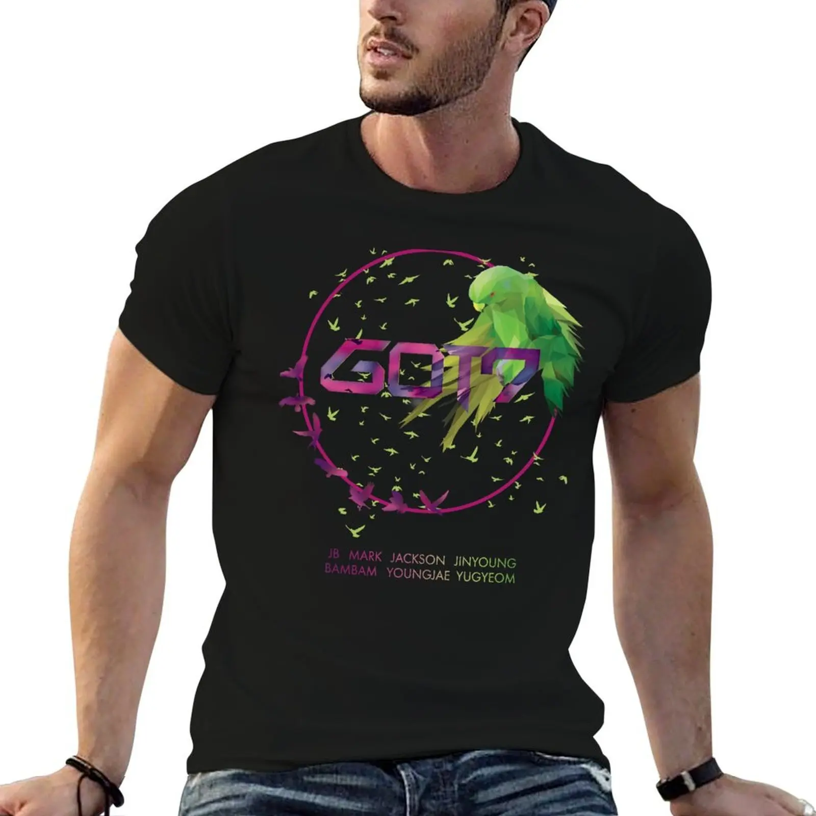 Camiseta KPOP: GOT7 Aghase, camiseta masculina de designer, camiseta gráfica masculina, camisetas para homens.
