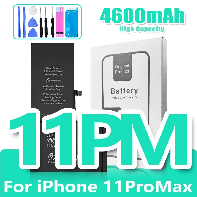 0 Cyclus Hoge Capaciteit Batterij Voor iPhone 11 11Pro 12Pro 12 13 14 13Pro 14Pro Max Mini Telefoon Bateria + gratis Tool Kit - afbeelding 1
