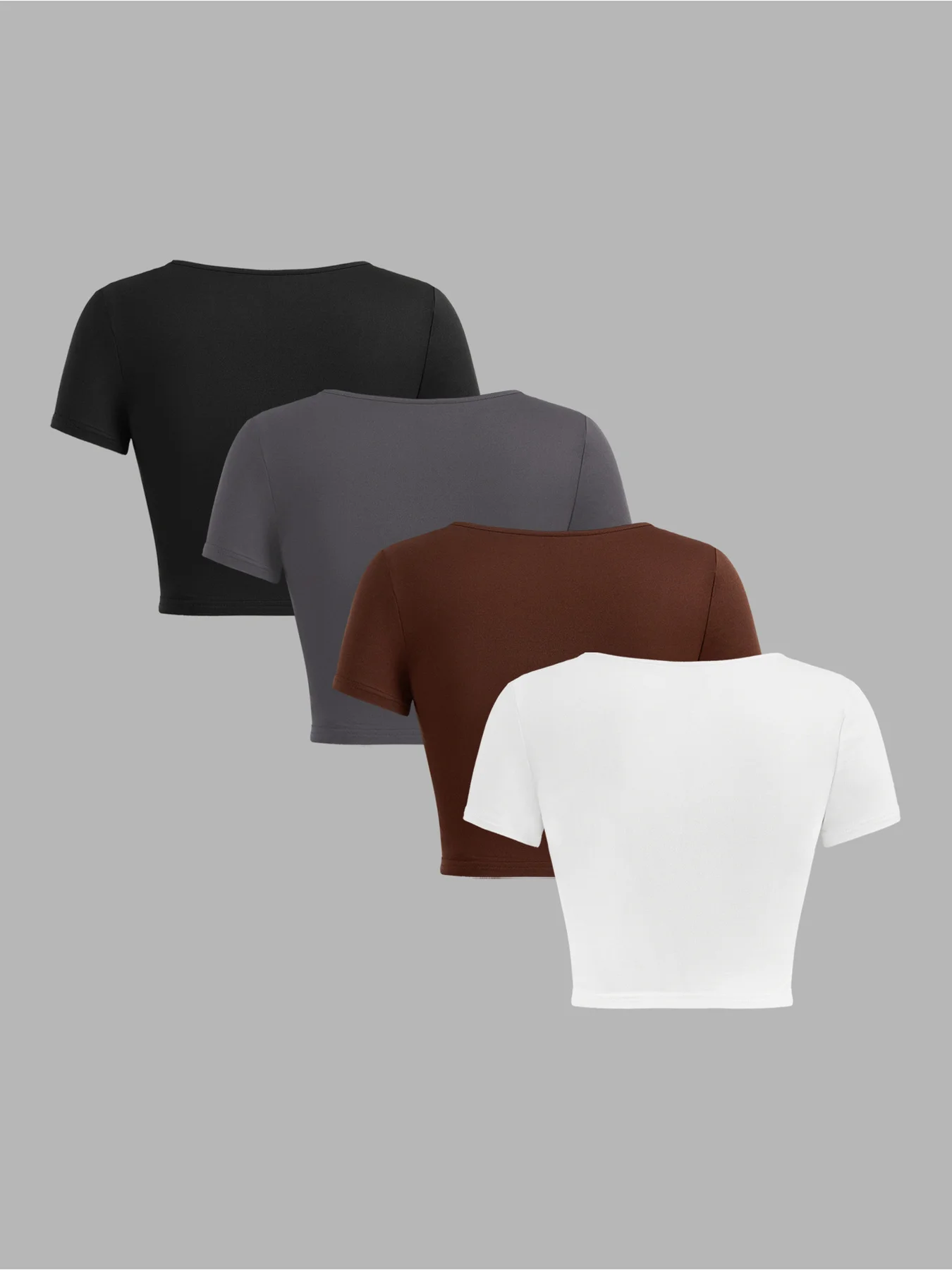 Women's 4-Piece Set Casual Comfortable Elegant Square Neck Short Sleeve T-Shirt Top Ensemble