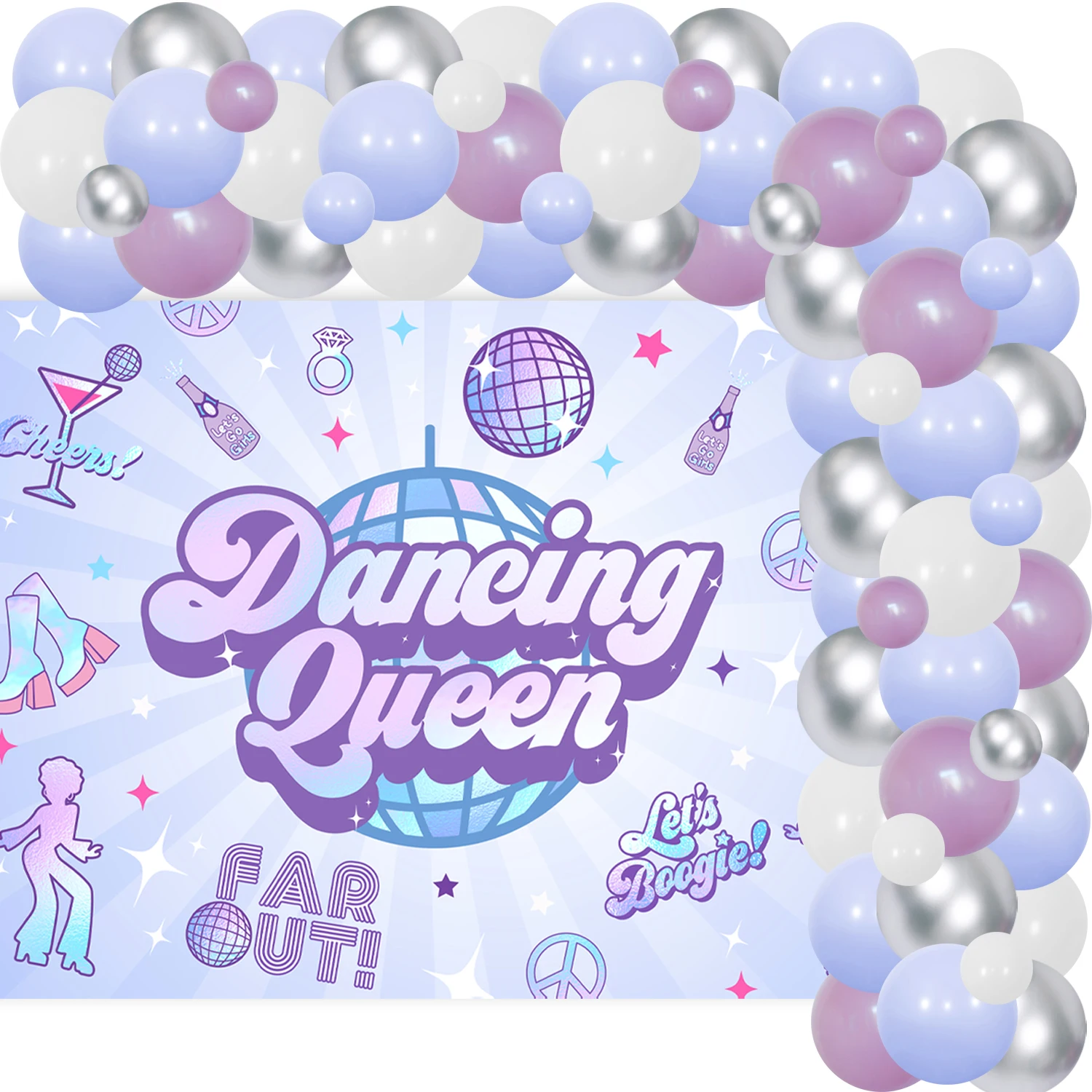 

JOYMEMO Dancing Queen Theme Party Decoration Bachelorette Disco Balloon Garland Kit Party Supplies for Bridal Shower Disco Party