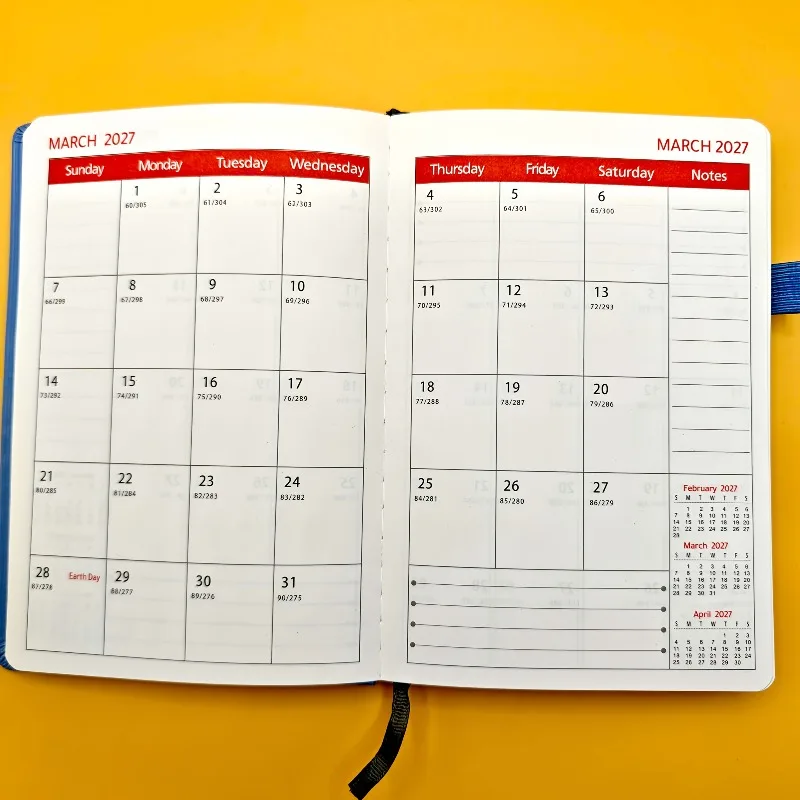 تقويم مخطط شهري لمدة 3 سنوات 2026-2028-يناير إلى ديسمبر، غلاف ناعم مع حامل أقلام مرن، كتابة مذكرات تصميم بسيط