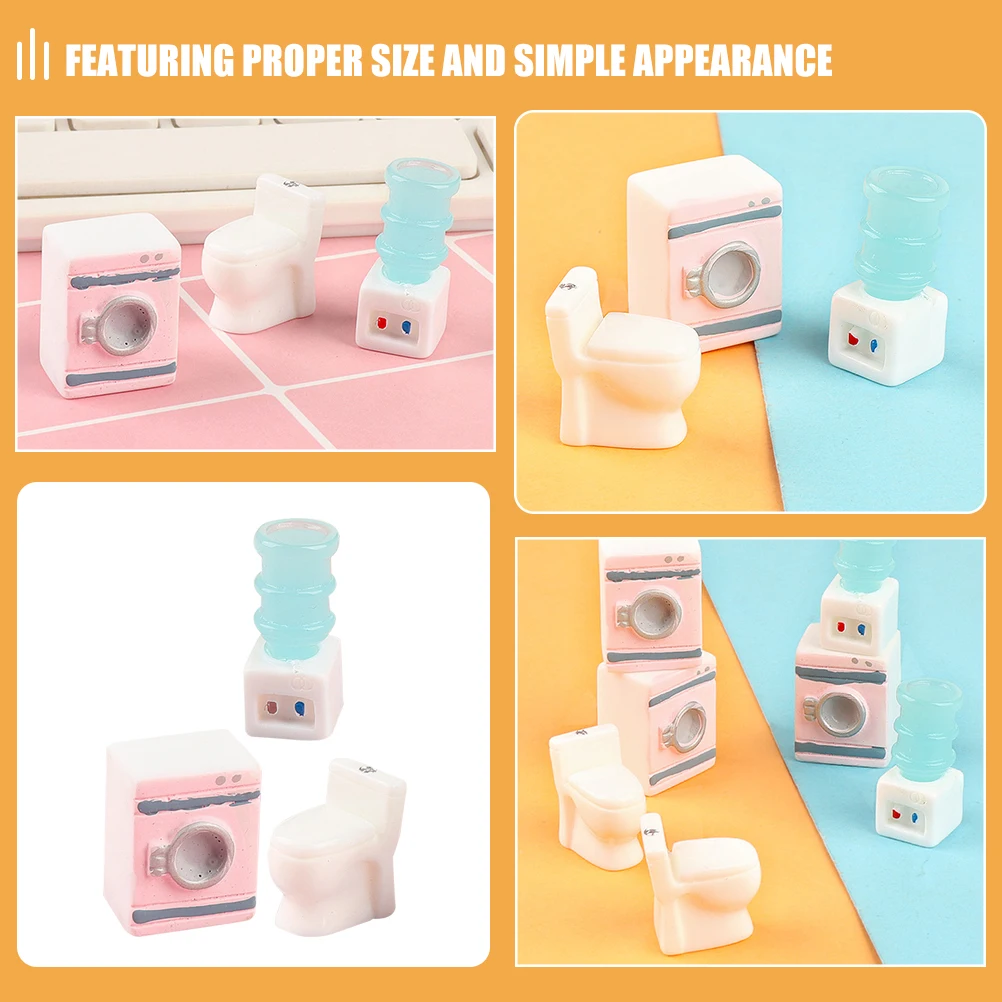 

Simulation Appliance Set Dollhouse Toilet Washing Machine Mini Water Dispenser Accessories