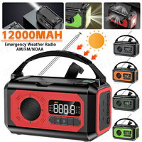 Portable Weather Radio 10000mAh/12000mAh Solar Hand Crank Emergency Radio Reading Lamp Built-In Speaker for Outdoor Survival