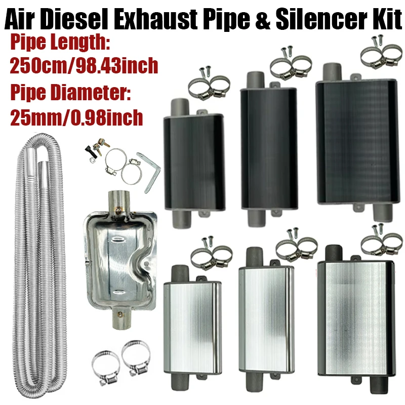 

250 см автомобильный воздушный дизельный стояночный обогреватель, выхлопная труба, шланг, 24 мм, воздушный фильтр, глушитель с зажимом для Webasto Eberspacher