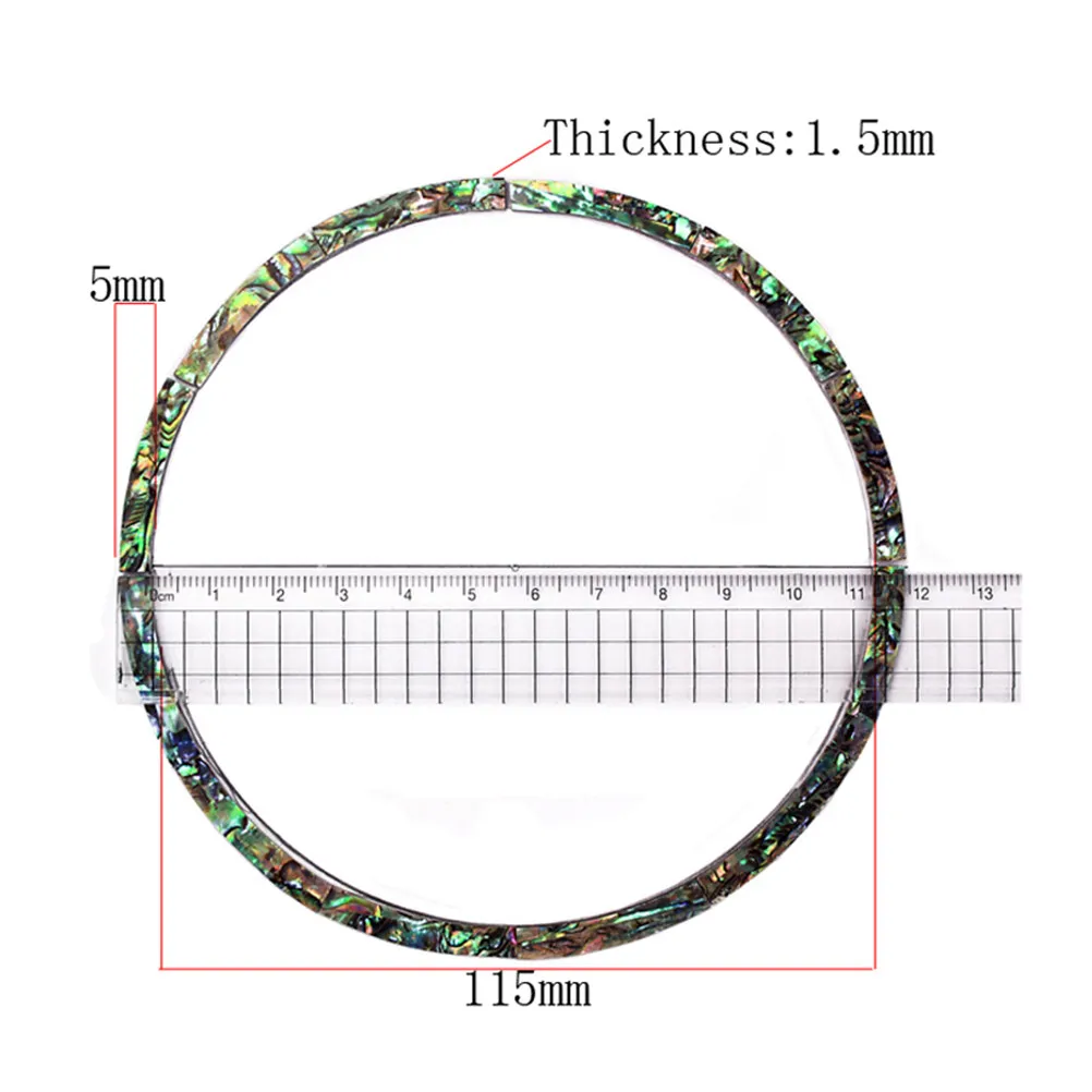 12 Piezas de 5 mm para Roseta de Guitarra, Tiras de Concha de Abulón Paua con Diseño Curvo, Material Natural, Fácil de Aplicar, Sin Impacto Sonoro