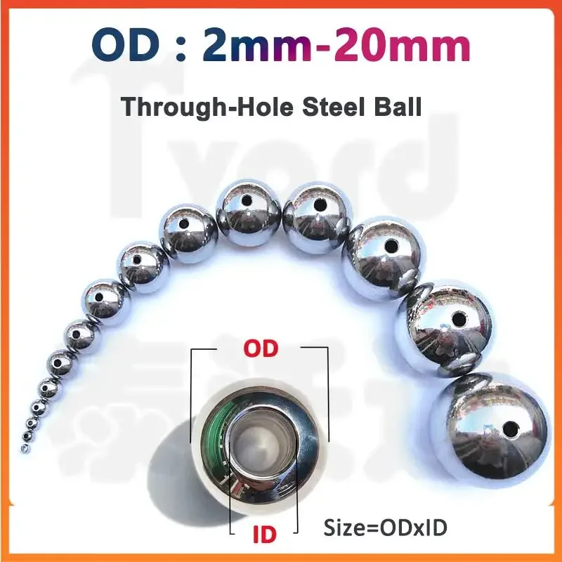 

Solid Stainless Steel Ball Through-Hole Outer Dia 2mm-20mm Bore Size 1mm-5mm Drilling Steel Ball Machinery Hardware Accessories