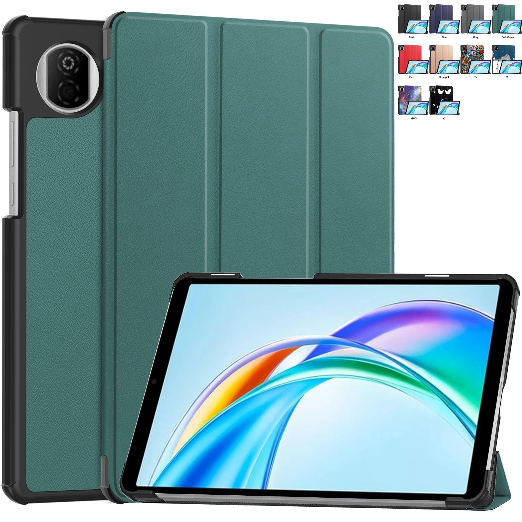 

Case For HUAWEI Honor Pad X7 8.7 inch JMS-W09 2025 8.7" Tri-fold folding PU Leather Stand Caster Hard Shell Tablet Cover