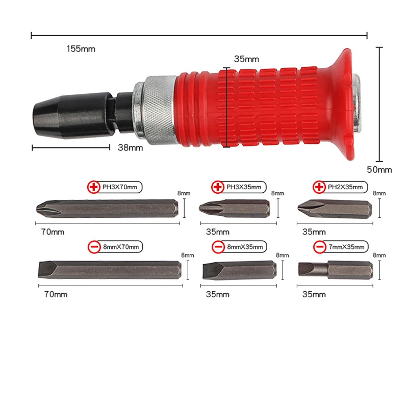 7Pcs 1/2 inch Impact ScrewdriverTool Set Impact Sliding Screw Manual Home Repair Hand Tools Professional Screwdriver kit