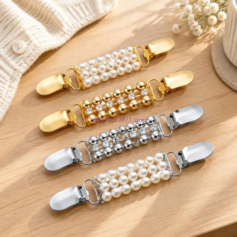 49ME 4-Piece Double-Ended Sweater Fastener Set with 4 Connector Designs and Bead-Look for Securing Shawls and Shirt