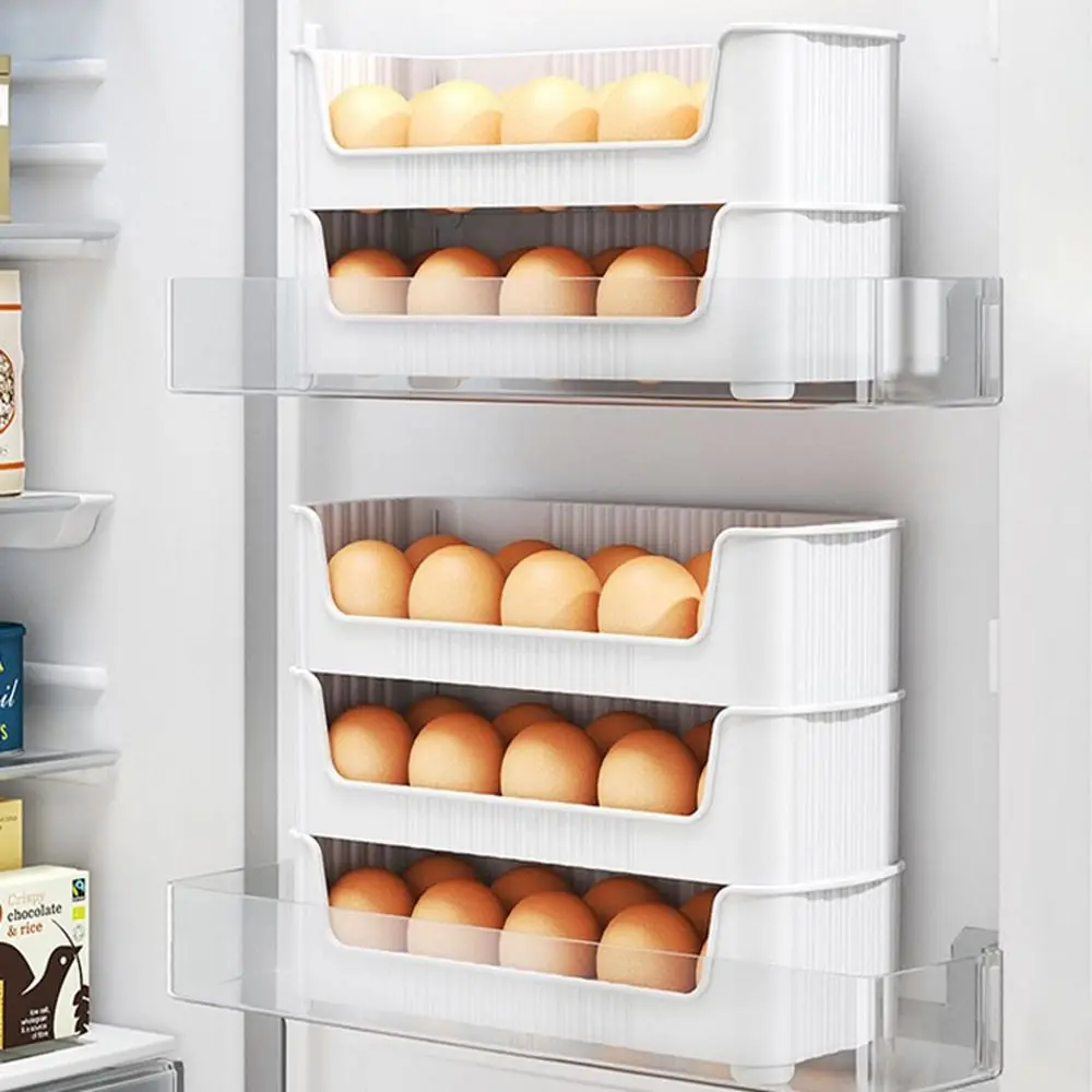 Refrigerator Side Door Egg Storage Tray Safe Material Fresh-keeping Egg Holder Organizer for Kitchen Fridge and Freezer