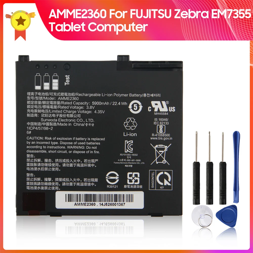 

Replacement Battery For FUJITSU Zebra EM7355 1ICP4/57/98-2 13J324002978 AMME2360 Tablet Battery 5900mAh