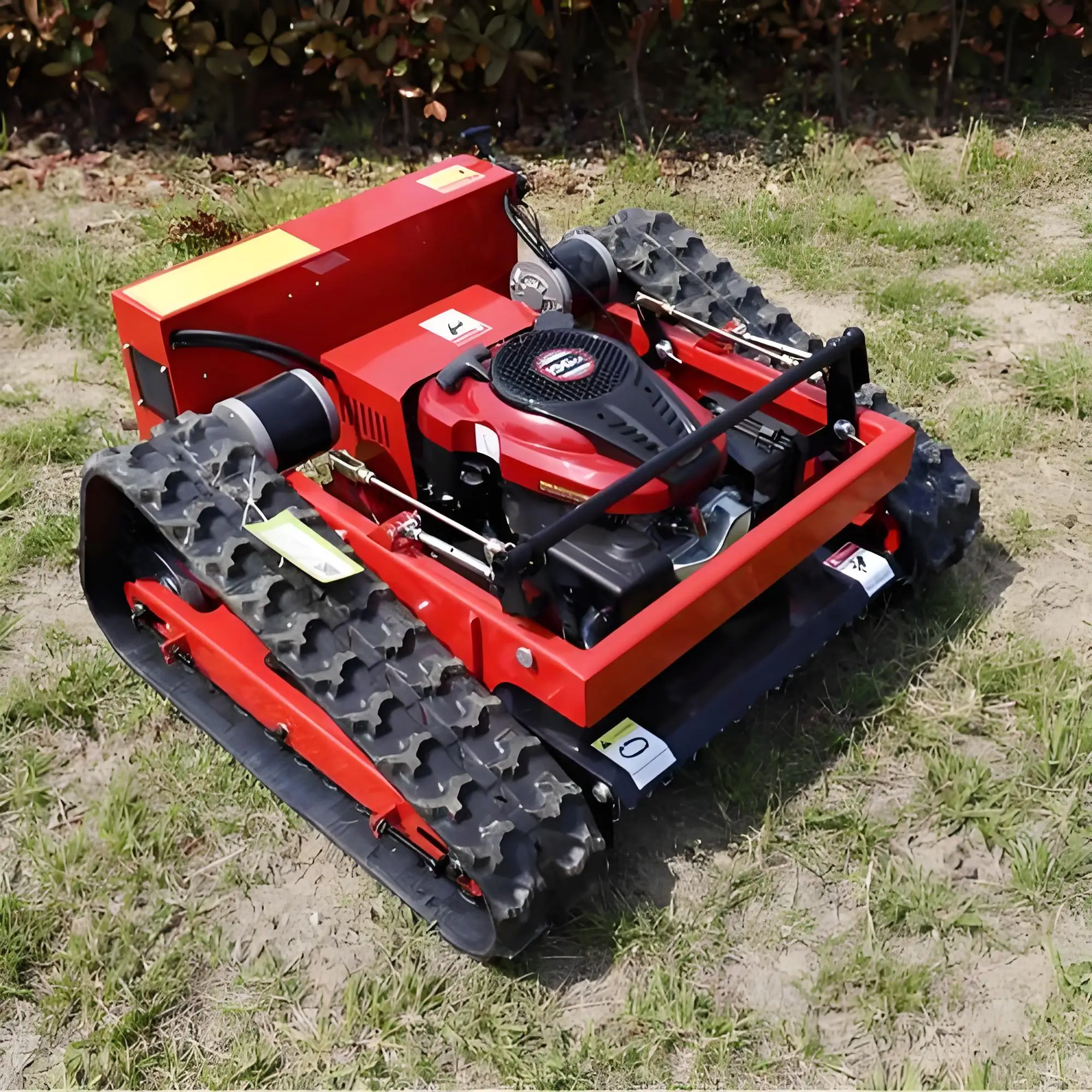 Factory Hot Selling 55cm Cutting Width Remote Control Scroll Lawn Mower Garden Crawler Petrol Lawn Mower CE Certification