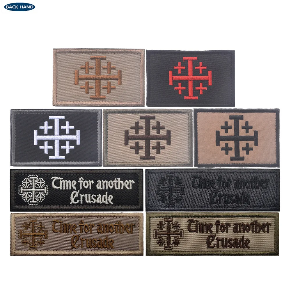 Templar Knights Jerusalem Cross  Flag Patches Tactical Patches Morale Fastener  For Backpack