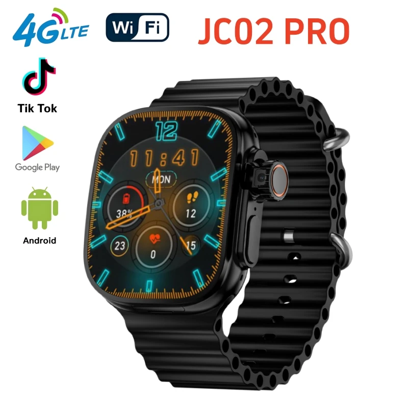 

Смарт-часы JC02Pro с изогнутым экраном, 4G, WIFI, Andorid, вращающаяся камера 10, GPS-позиция, приложение для измерения сердечного ритма, загрузка S10 Ultra Smart Watch
