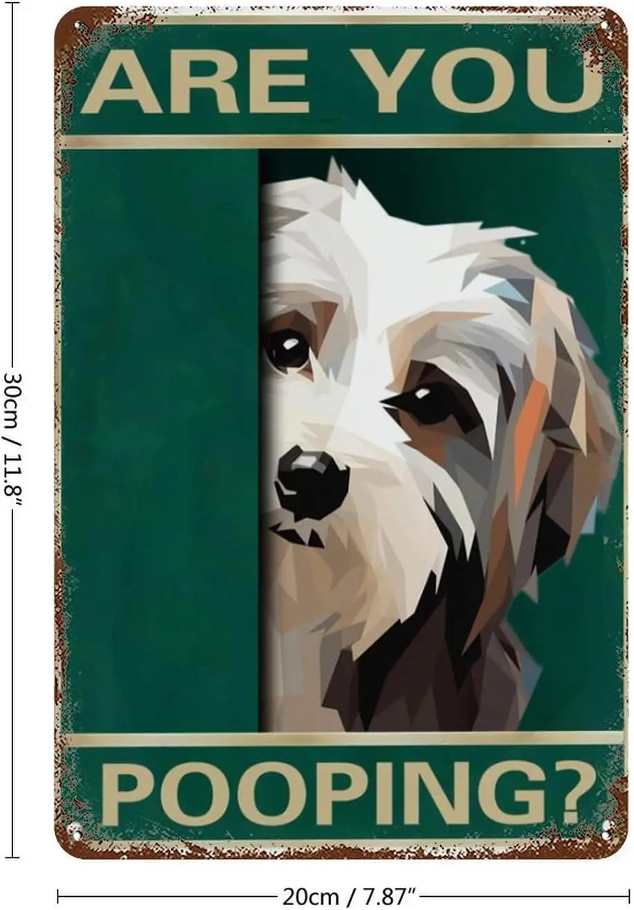 Tin Sign Vintage Havanese-Dog Are You Pooping Sign Bathroom Metal Tin Sign Wall Decor Rustic Farmhouse Sign Decor Gifts 8X12 Inc