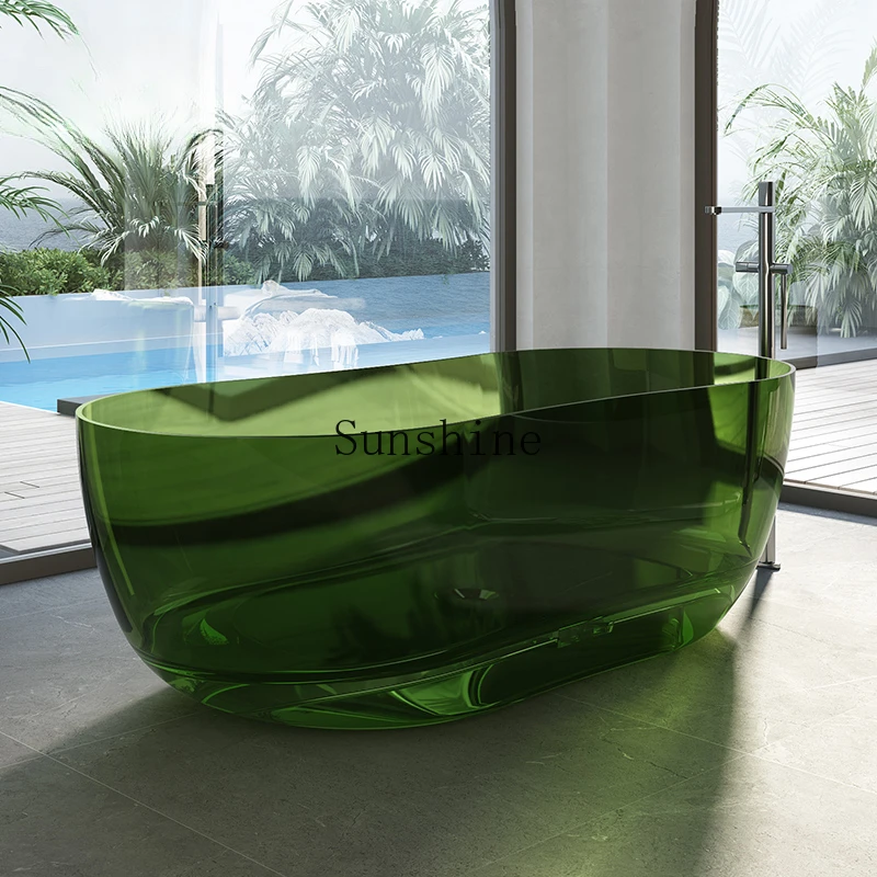 Household independent color crystal resin glass double oval special-shaped bathtub