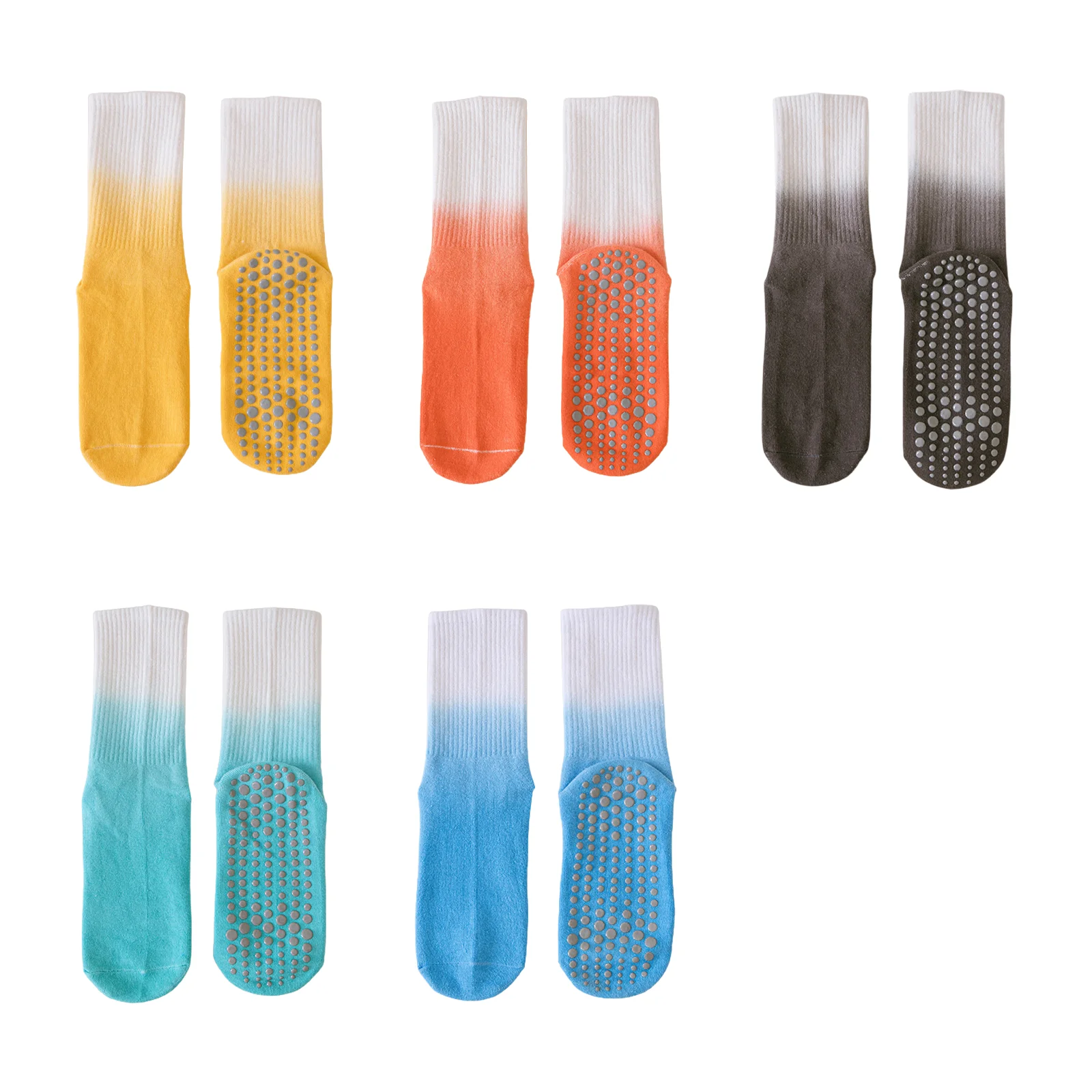 

Женские градиентные противоскользящие спортивные носки, 5 пар (желтый/красный/темно-серый/аквамарин/темно-синий)