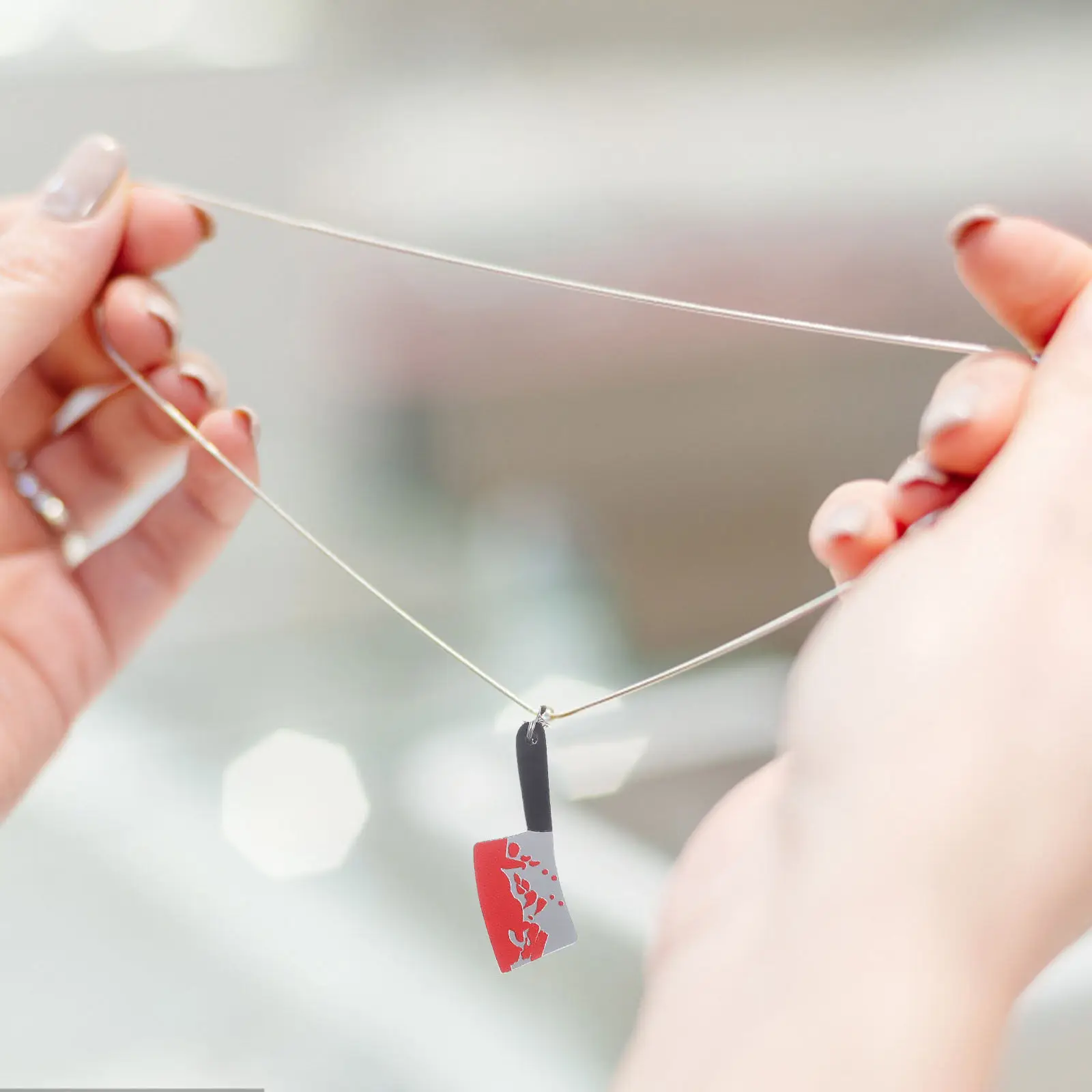 

Stylish Cutter Necklace Men's Alloy Pendant Gothic Jewelry for Halloween Christmas Gift Cool Sweater Chain Accessory