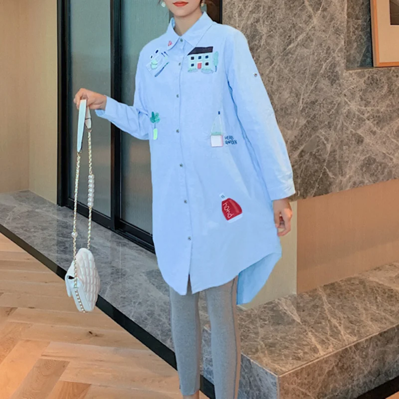 

New2025Long Sleeve Single-Breasted Loose Fit Elegant Solid Color Embroidered Shirt Women's Clothing PG0041