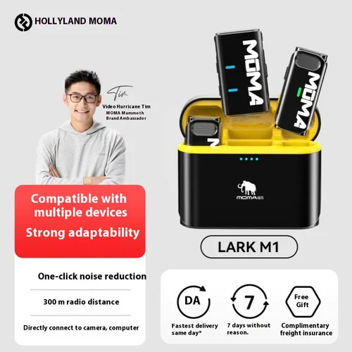 Imagen 2 del producto Hollyland LARK M1 micrófono Lavalier inalámbrico reducción de ruido 48KHz 24Bit 24 horas micrófono portátil ligero de larga duración