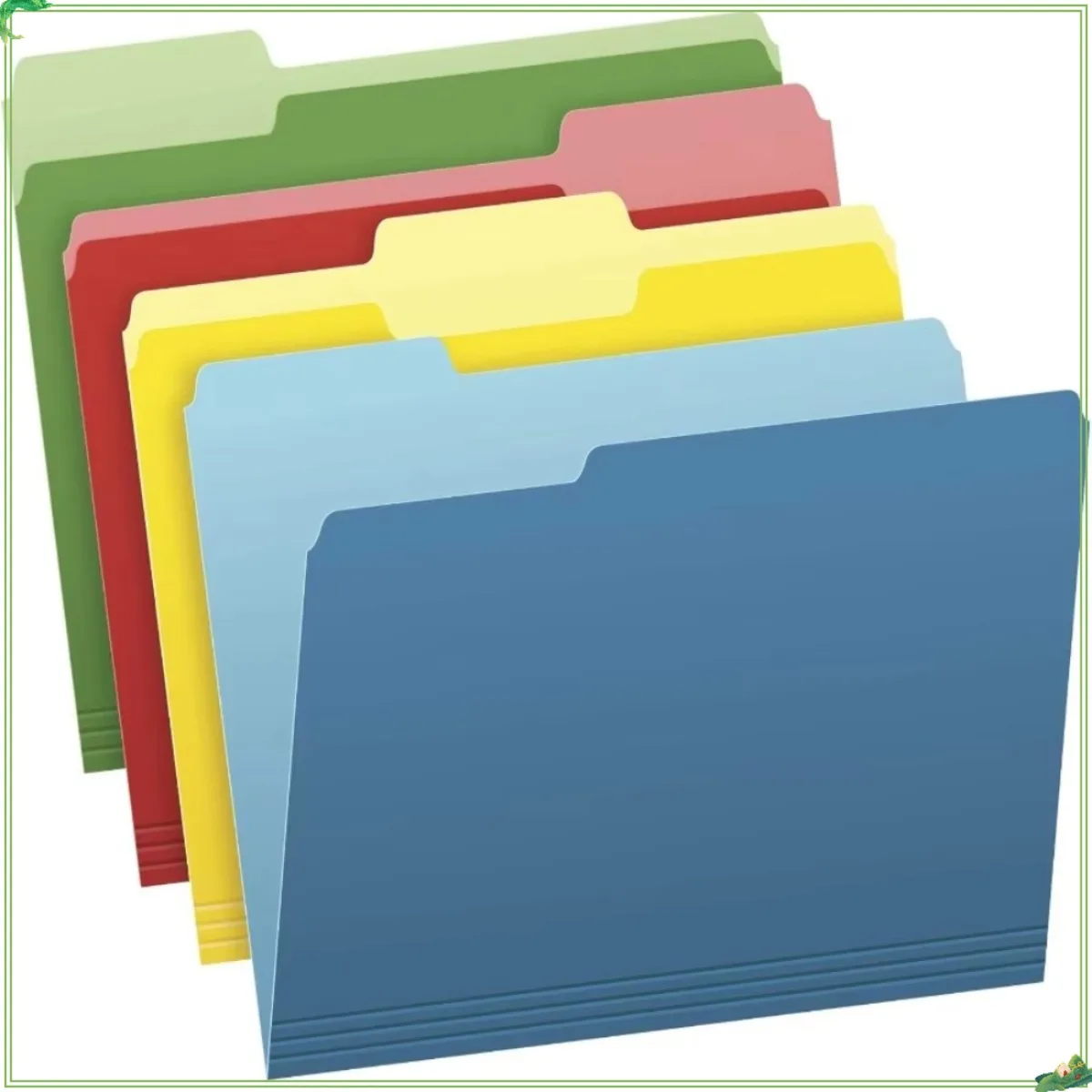 

Двухцветные папки с файлами, вырез 1/3 — разные цвета, размер буквы, 36 шт.