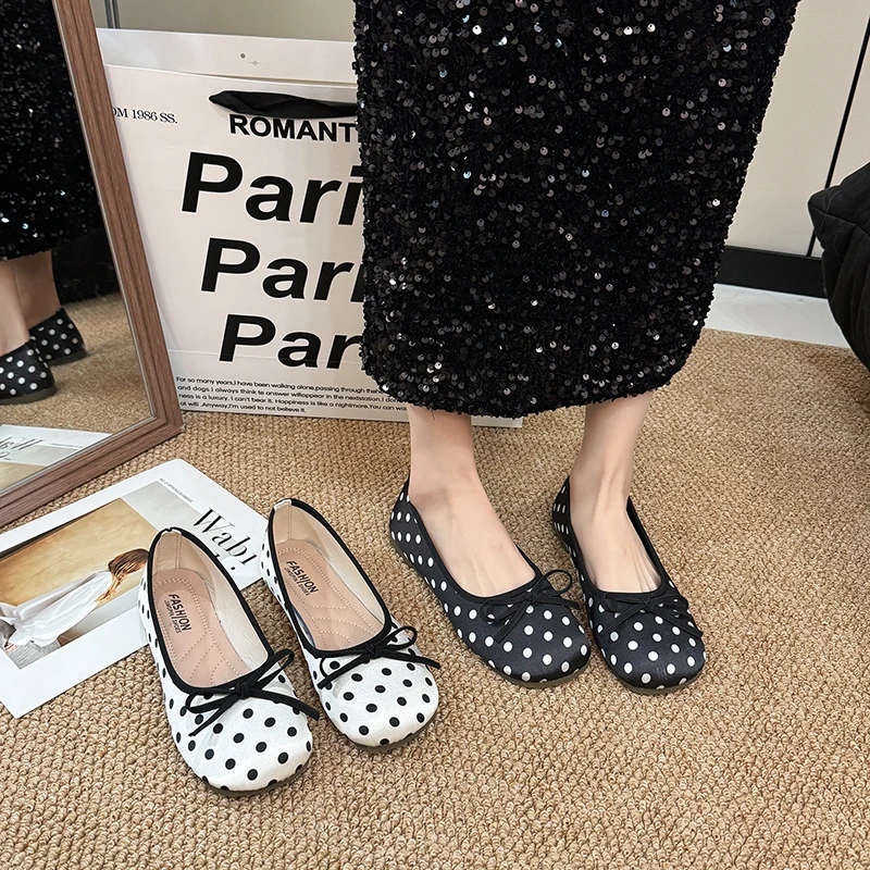 

Spring Butterfly-knot Women Loafer Shoes Concise Round Toe Slip on Shoes Comfort Soft Sole Ballet Flats 34860