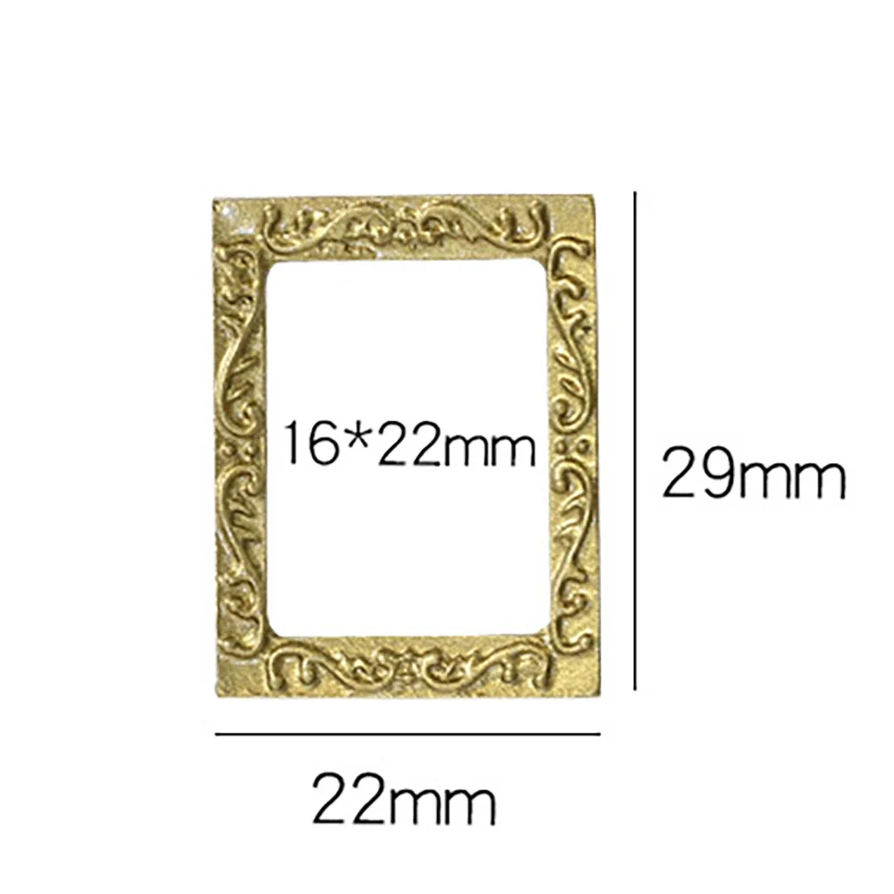 2Pcs 1/12 Dollhouse Miniature Accessories Mini Resin Rectangle Photo Frame  Simulation Furniture Model Toys for Doll House Decor