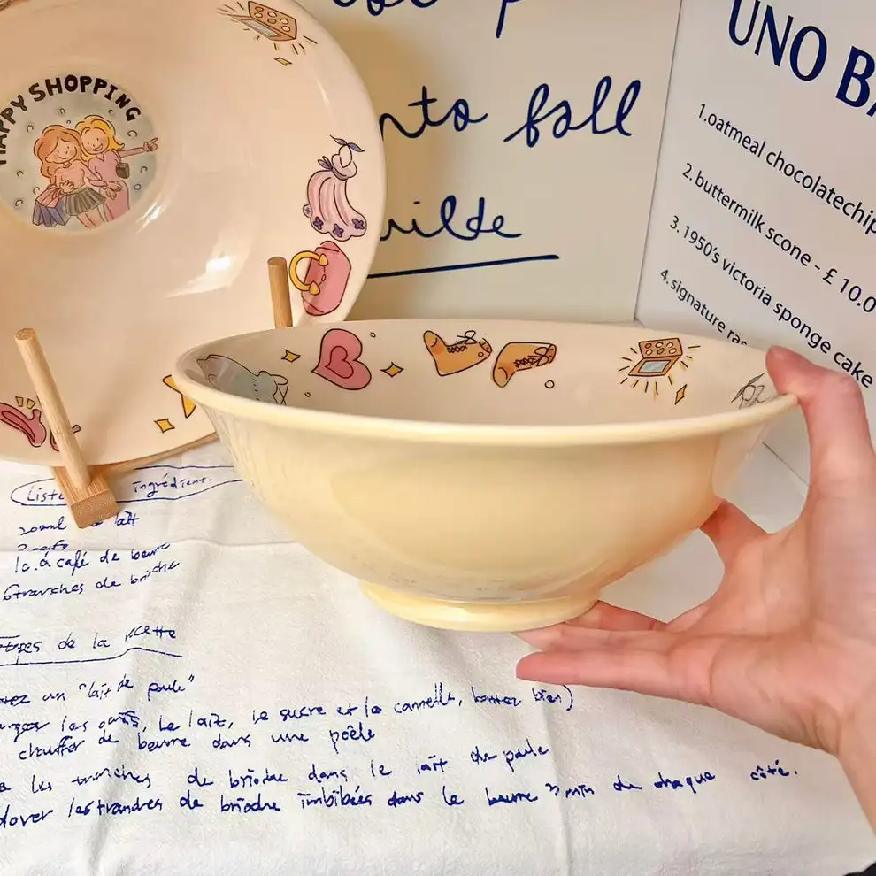 Happy Girl Extra-Large Ceramic Soup Bowl – 1900ML Capacity