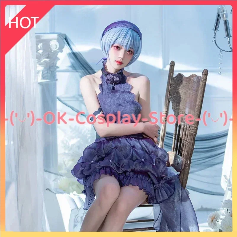 Fantasia Rei Cosplay para Mulheres, EVA Cosplay Suit, Vestido Lolita Azul Bonito, Uniformes de Carnaval de Halloween, Roupas Anime, Custom Made