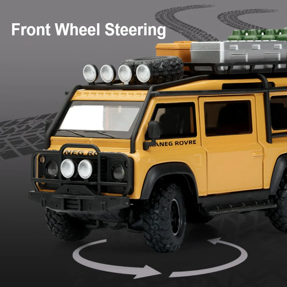 1:32 Land Rover Defender Alloy Van Diecast Model Toys Car Sound Light Pull Back Doors Opened Front Wheel Steering Christmas Gift