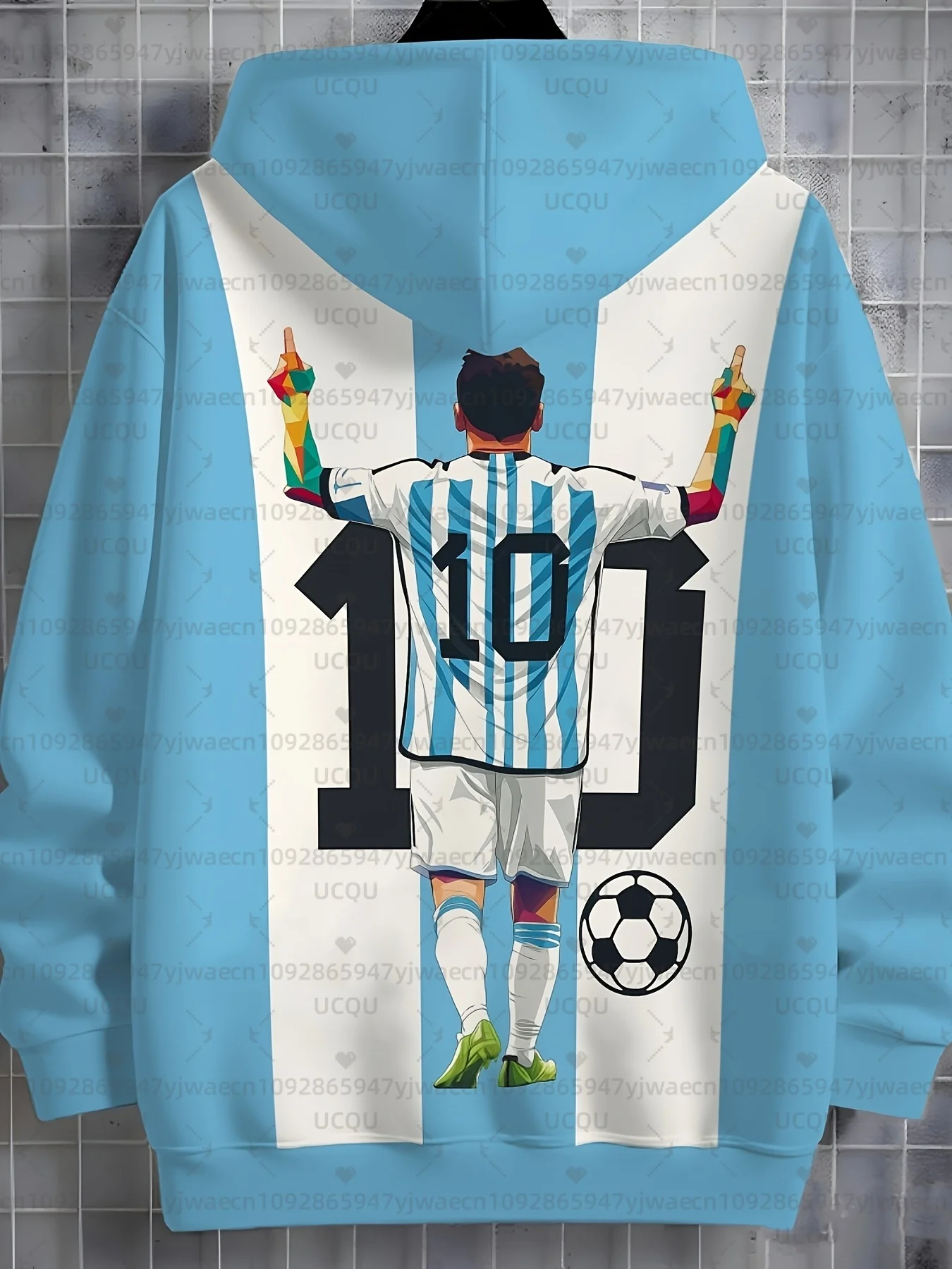 Autumn and Winter 3D Print Hooded Zipper Hoodies Messi No.10 Casual Pullover Clothing Men's Women's Hoodies