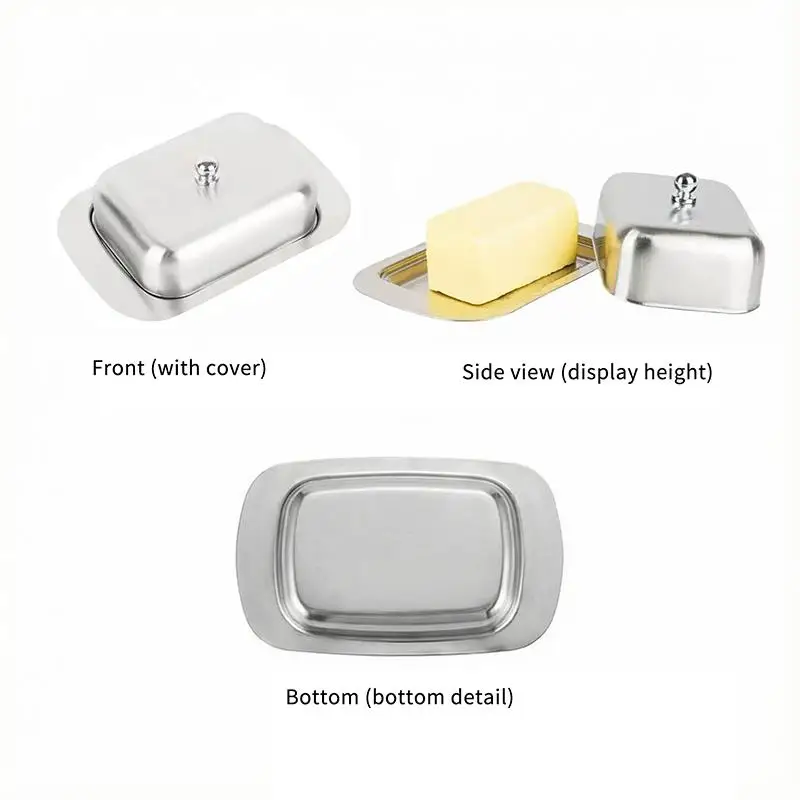 

Stainless Steel Butter Storage Box With Lid Handle Portable Cheese Container Dessert Bread Holder Kitchen Tableware