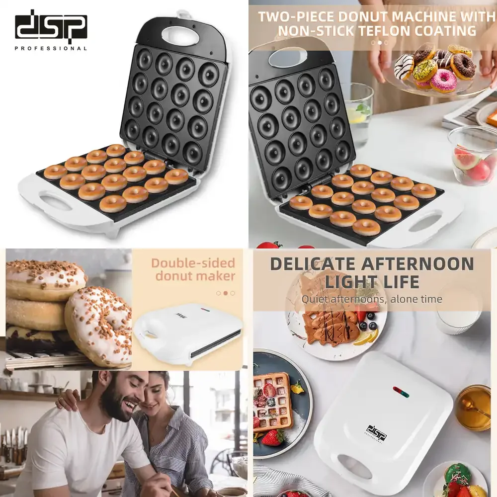 

DSP Breakfast Donut Maker Dual-Sided Heating Home Bread Machine with 16 Holes EU Standard 220V and US Standard 110V