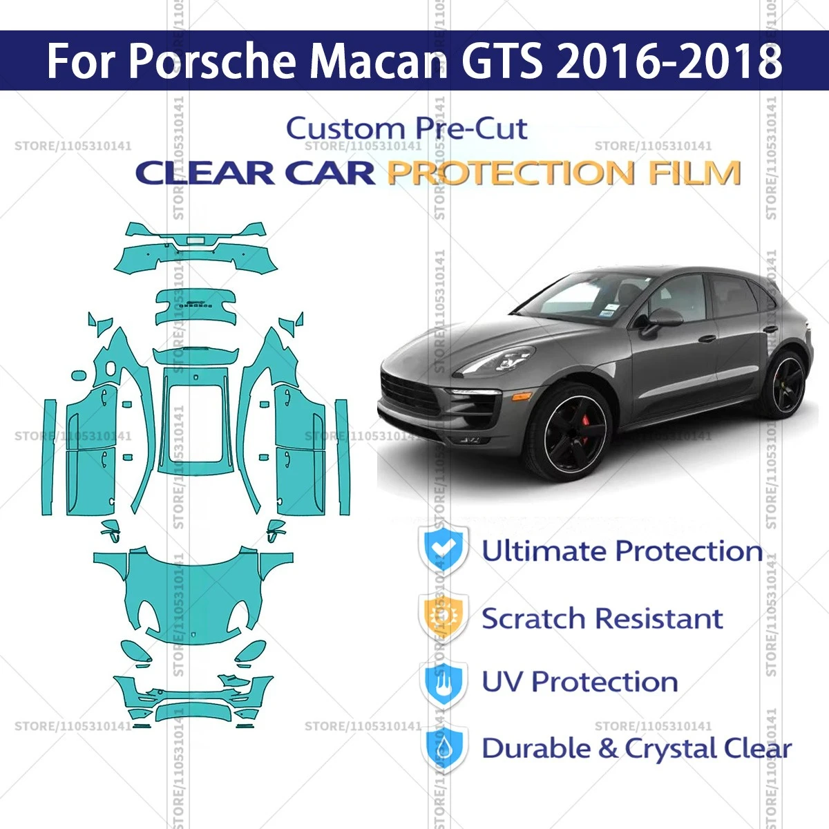 For Porsche Macan GTS 2016-2018 Pre-Cut Paint Protection Film PPF Transparent Car Film Professional Automotive PPF Full Vehicle