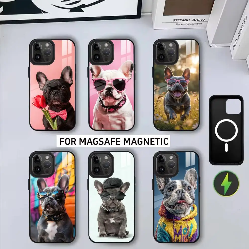 

F-Frenchies French B-Bulldog Dogs Phone Case For iPhone17,16,15,14,13,12,11 Plus,Pro Magnetic For Magsafe Wireless Charging